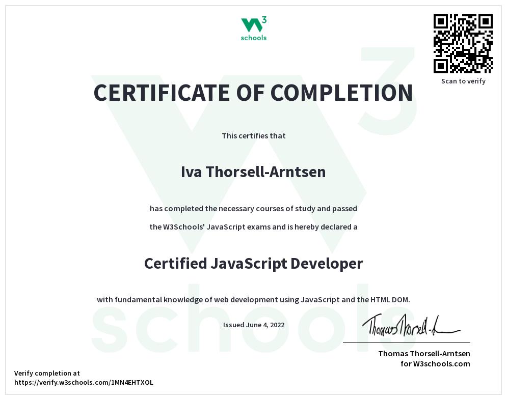 Certificat JavaScript